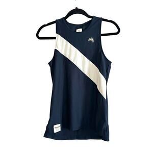TRACKSMITH Van Cortlandt Singlet Navy Ivory Mesh Tank Shirt - Sz Small